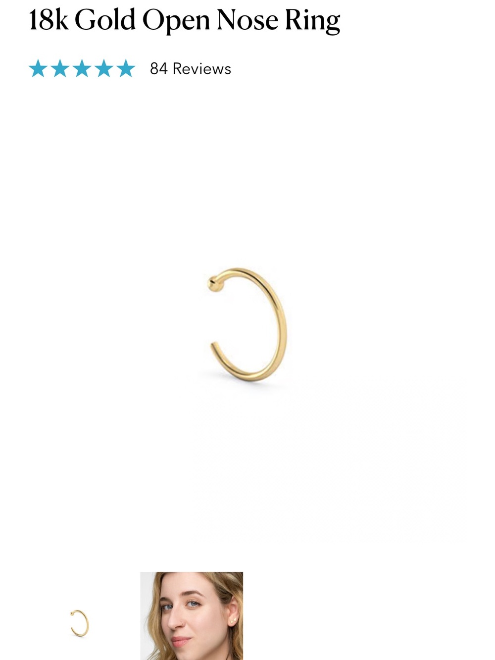 Alluring Body 18K gold partial hoop nose ring and L shaped stud - Picture 5 of 5